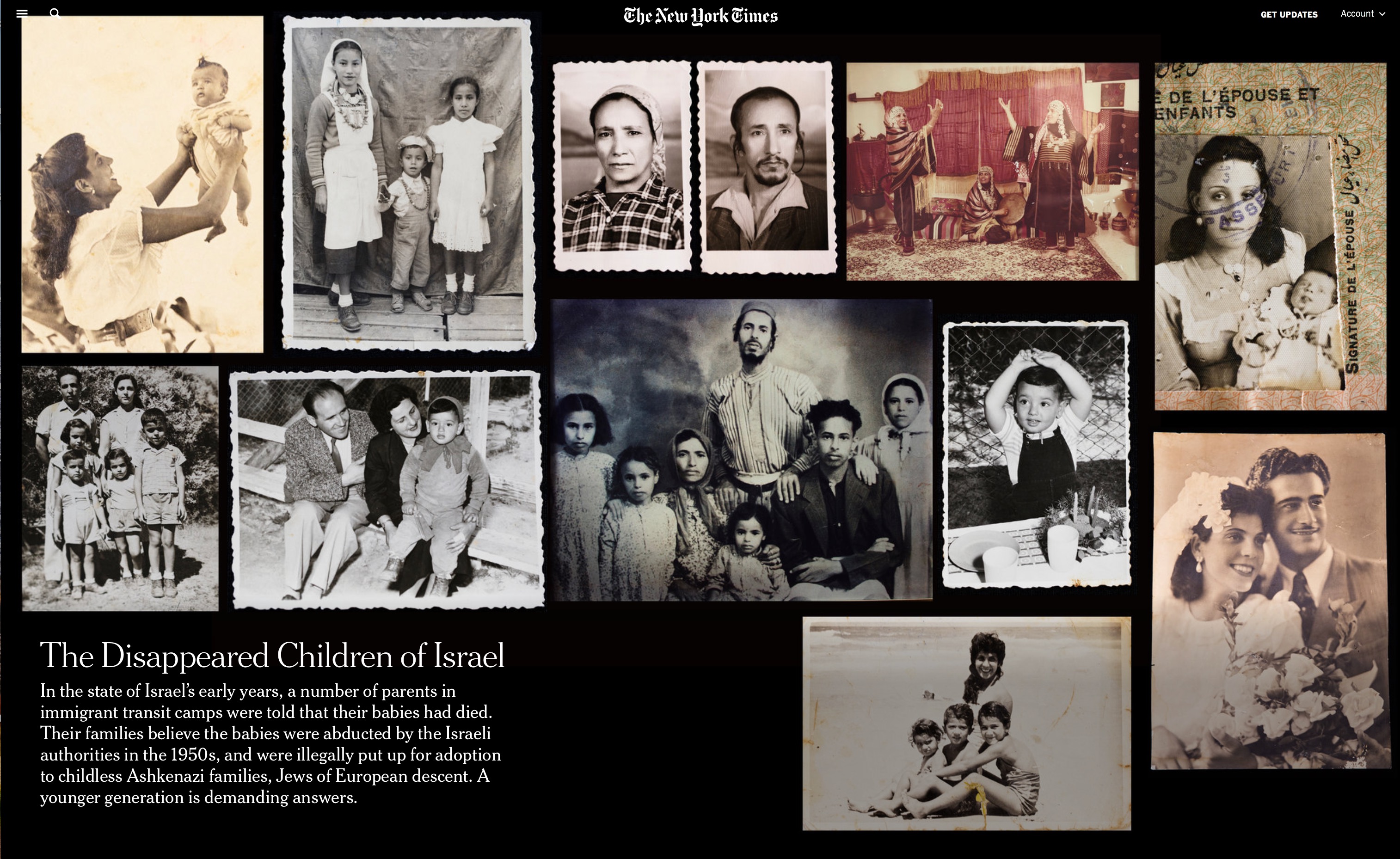 New York Times article - "The Disappeared Children of Israel"